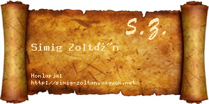 Simig Zoltán névjegykártya